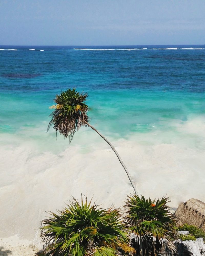 Orla de praia em Tulum.